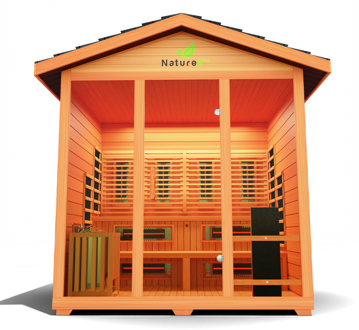 Versatile sauna combining traditional and infrared heating technologies, designed for optimal relaxation, detoxification, and wellness in a stylish, compact design.

