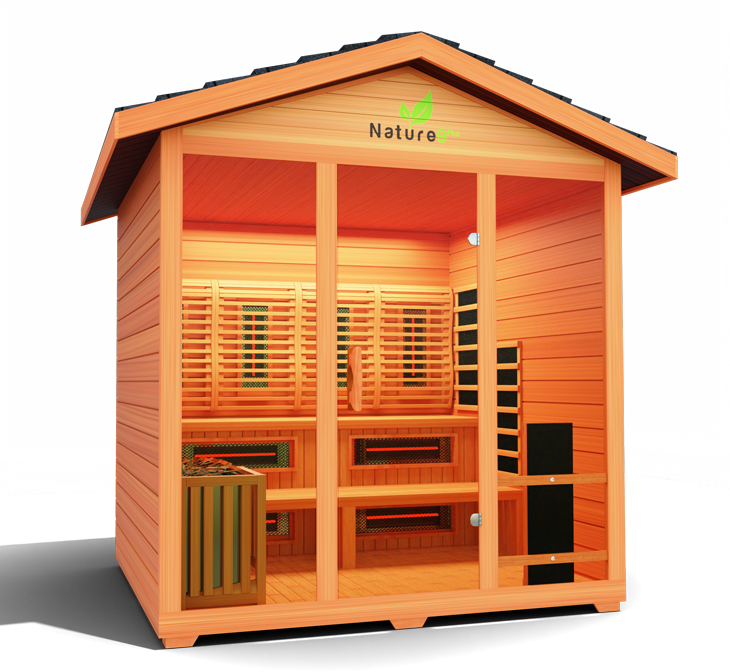 Versatile sauna combining traditional and infrared heating technologies, designed for optimal relaxation, detoxification, and wellness in a stylish, compact design.

