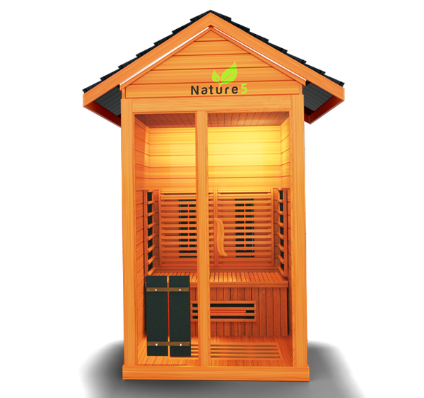  Premium sauna designed with full-spectrum infrared technology, promoting relaxation, detoxification, and overall wellness in a tranquil setting.
