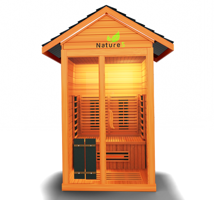  Premium sauna designed with full-spectrum infrared technology, promoting relaxation, detoxification, and overall wellness in a tranquil setting.
