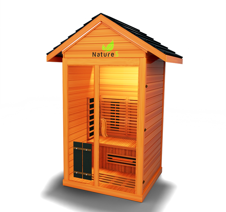  Premium sauna designed with full-spectrum infrared technology, promoting relaxation, detoxification, and overall wellness in a tranquil setting.

