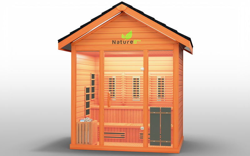 Versatile sauna combining traditional and infrared heating technologies, designed for optimal relaxation, detoxification, and wellness in a stylish, compact design.

