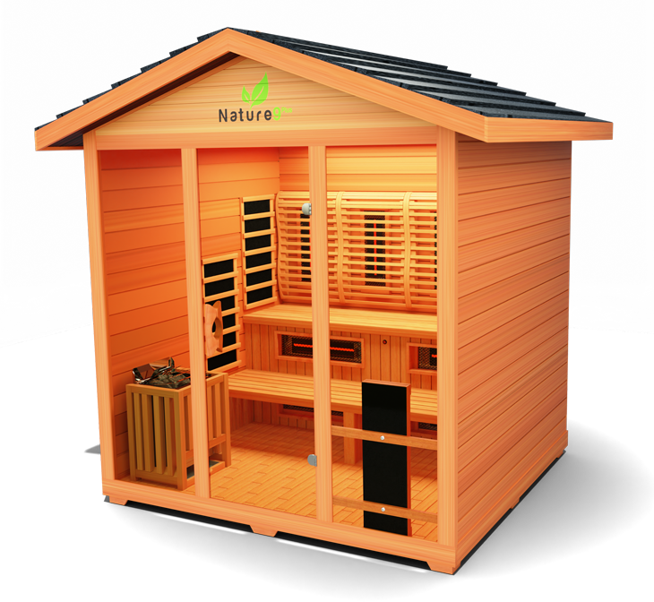 Versatile sauna combining traditional and infrared heating technologies, designed for optimal relaxation, detoxification, and wellness in a stylish, compact design.

