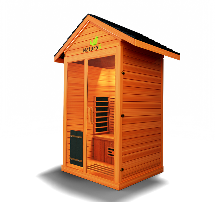  Premium sauna designed with full-spectrum infrared technology, promoting relaxation, detoxification, and overall wellness in a tranquil setting.

