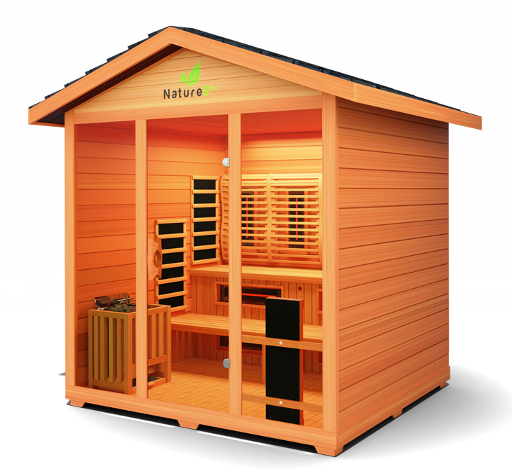 Versatile sauna combining traditional and infrared heating technologies, designed for optimal relaxation, detoxification, and wellness in a stylish, compact design.

