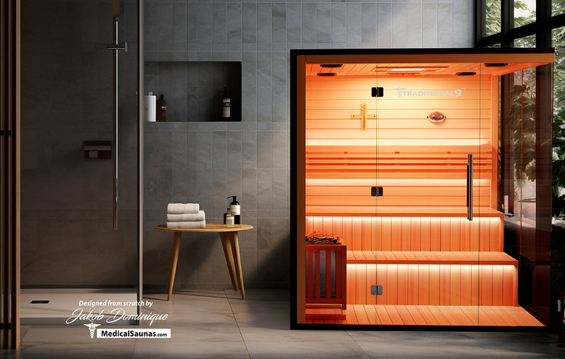  Spacious and luxurious Finnish sauna crafted from top-quality wood, providing an authentic steam experience and enhanced relaxation for ultimate wellness.