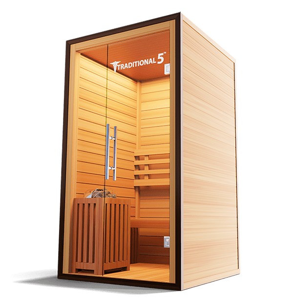 Authentic Finnish sauna designed for relaxation and wellness, featuring natural wood construction and a spacious interior for an immersive sauna experience.