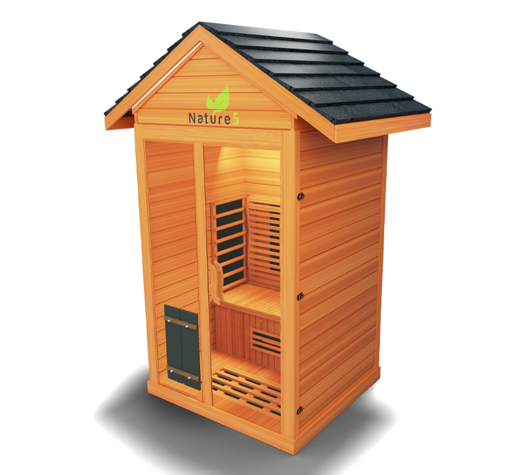  Premium sauna designed with full-spectrum infrared technology, promoting relaxation, detoxification, and overall wellness in a tranquil setting.

