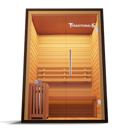 Classic Finnish sauna crafted from premium wood, offering a spacious design and authentic steam experience for ultimate relaxation and health benefits
